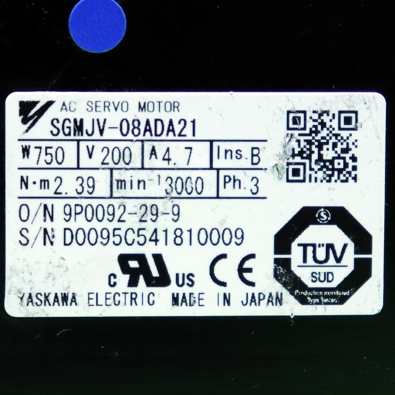 [중고] SGMJV-08ADA21 야스까와 서보모터
