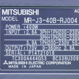 [중고] MR-J3-40B-RJ004 미쯔비씨 400W 서보드라이브