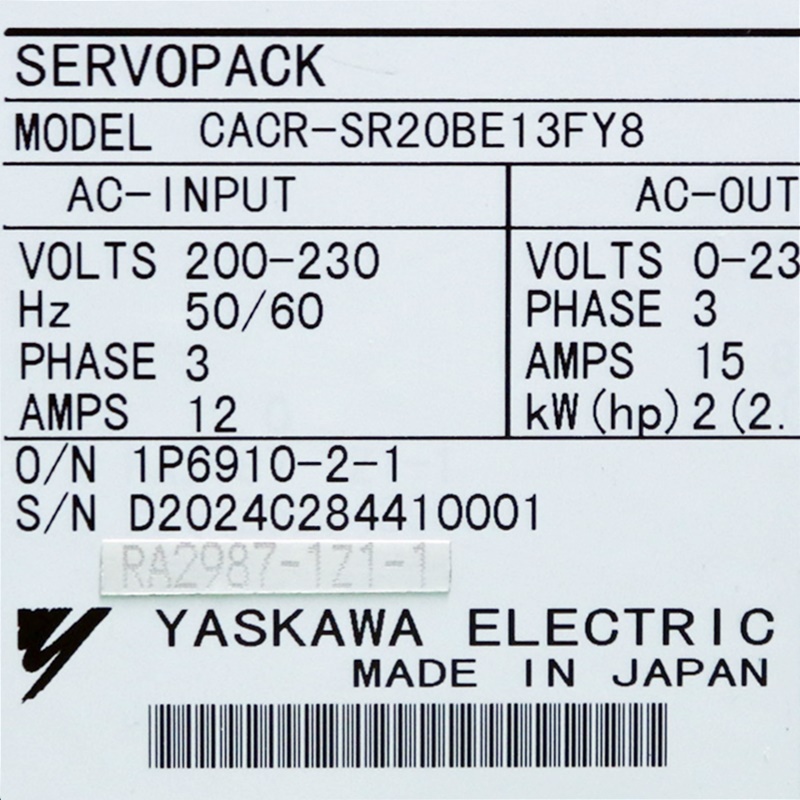 [중고] CACR-SR20BE13FY8 야스까와 서보