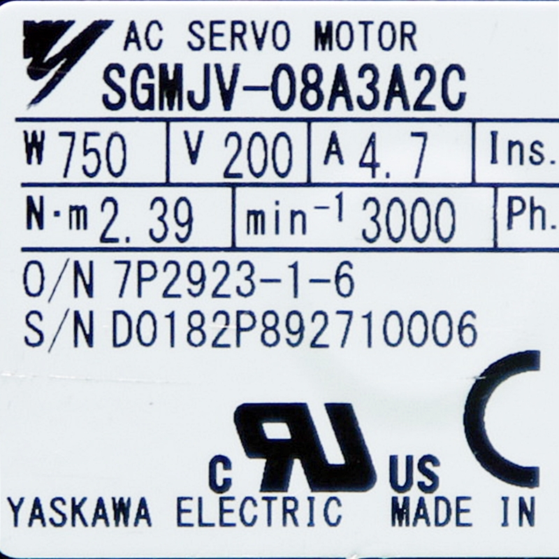 [중고] SGMJV-08A3A2C 야스카와 서보모터