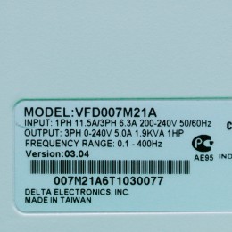 [중고] VFD007M21A 델타 1마력 750W 인버터 드라이브