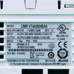 [중고] CIMR-VT4A0004BAA 야스카와 750W 1마력 인버터