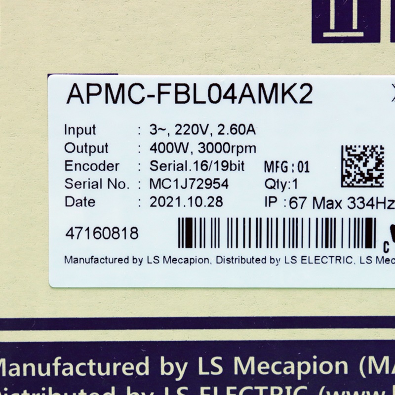 [신품] APMC-FBL04AMK2 LS 400W 서보모터 (납기:전화문의)
