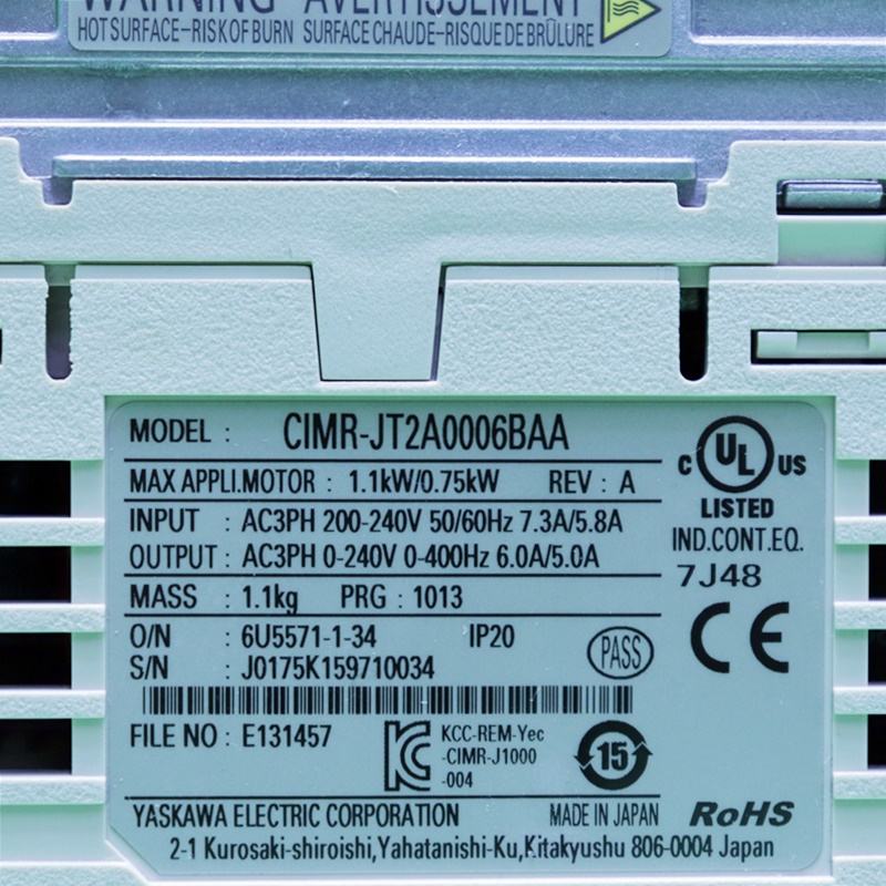 [중고] CIMR-JT2A0006BAA 야스카와 3상 220V 0.75kw 인버터