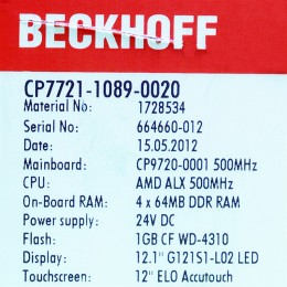 [중고] CP7721-1089-0020 BECKHOFF 12.1