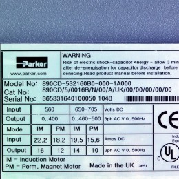 [중고] 890CD-532160B0-000-1A000 PARKER SSD 7.5KW 인버터 드라이브