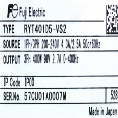 [중고] RYT401D5-VS2 Fuji Electric ALPHA5 VS 타입 0.4KW 서보 드라이버 (컨넥터 없음)