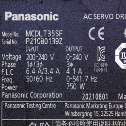 [중고] MCDLT35SF 파나소닉 750W 다기능타입 서보앰프