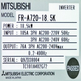 [중고] FR-A720-18.5K 미쯔비시 인버터
