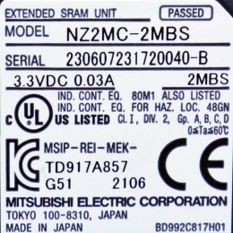 [중고] NZ2MC-2MBS 미쯔비시 R시리즈 확장 SRAM 메모리 카드