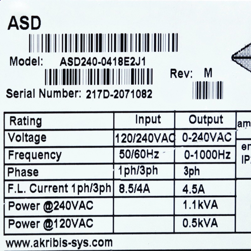 [중고] ASD240-0418E2J1 AKRIBIS ASD 서보 드라이버 EtherCAT