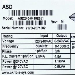 [중고] ASD240-0418E2J1 AKRIBIS ASD 서보 드라이버 EtherCAT