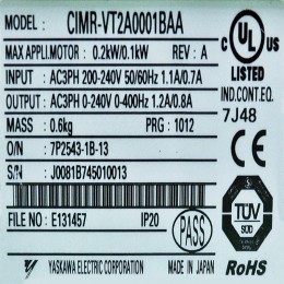 [중고] CIMR-VT2A0001BAA 야스카와 인버터 1/8마력