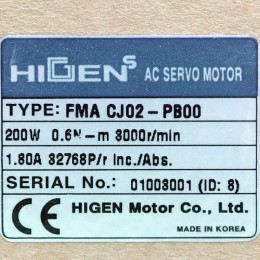 [신품] FMA CJ02-PB00 HIGEN MOTOR 200w 서보 모터