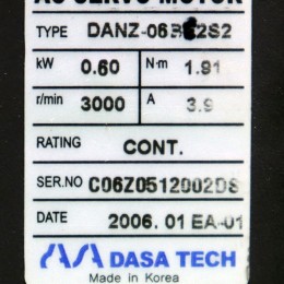 [중고] DANZ-06BC2S2 DASA Tech 600w 서보 모터