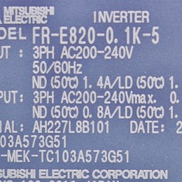 [중고] FR-E820-0.1K-5 미쯔비시 800시리즈 0.1kw 인버터