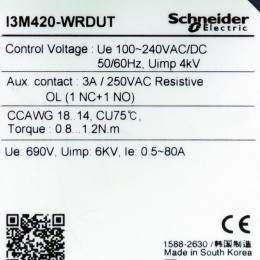 [중고] i3M420-WRDUT Schneider 다기능 디지탈 모터보호 계전기 (볼트 없음)
