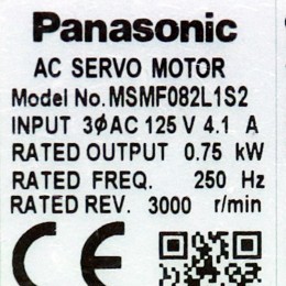 [중고] MSMF082L1S2 파나소닉 750W 서보모터 저관성 리드선 타입
